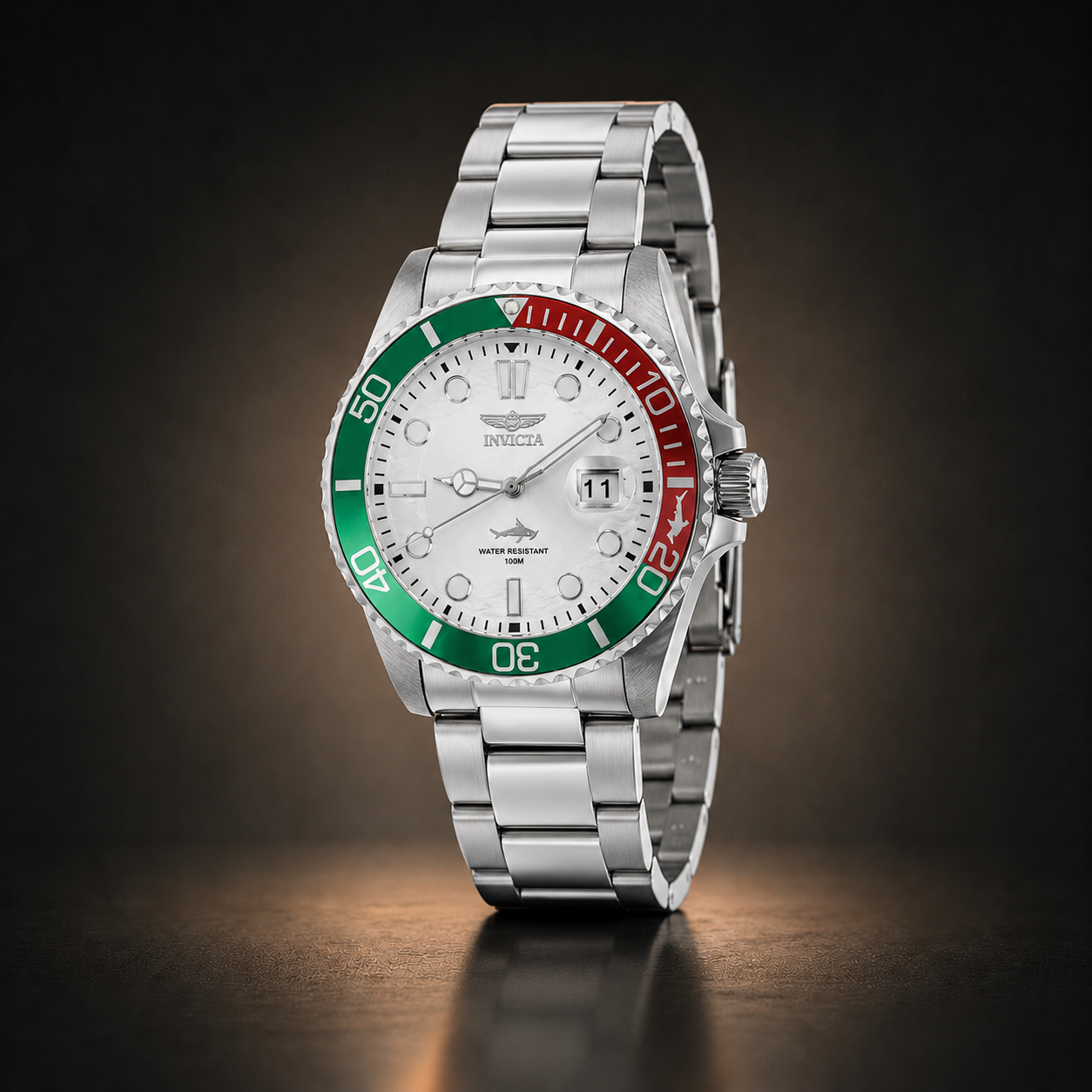 INVICTA PRO DIVER - 43MM (Esfera Plata/Bisel Verde-Rojo)